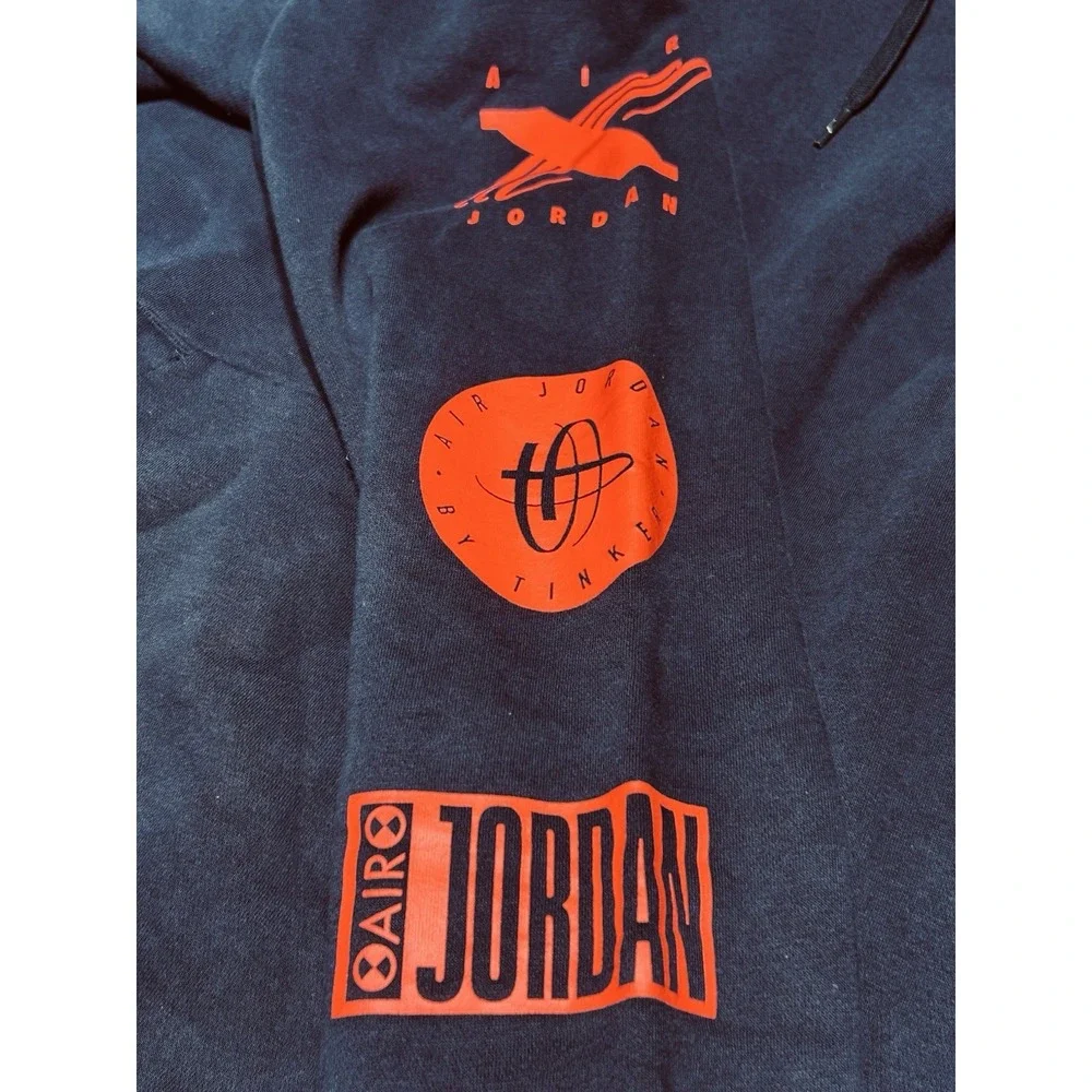 Jordan Legacy Tinker Story Fleece Hoodie Obsidian Navy BQ0298-451 Men's L Mint